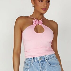 NWT meshki rosette halter top size M